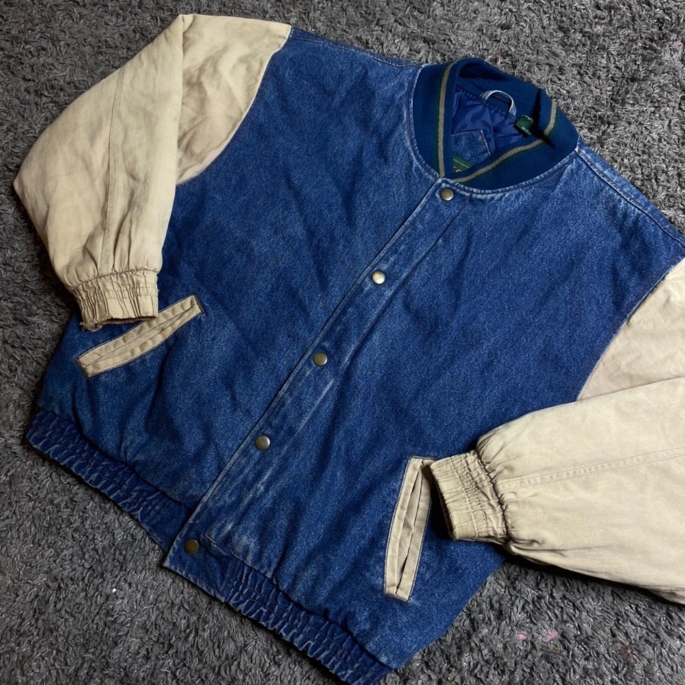Mcgregor Vintage Denim Varsity Jacket Size Medium